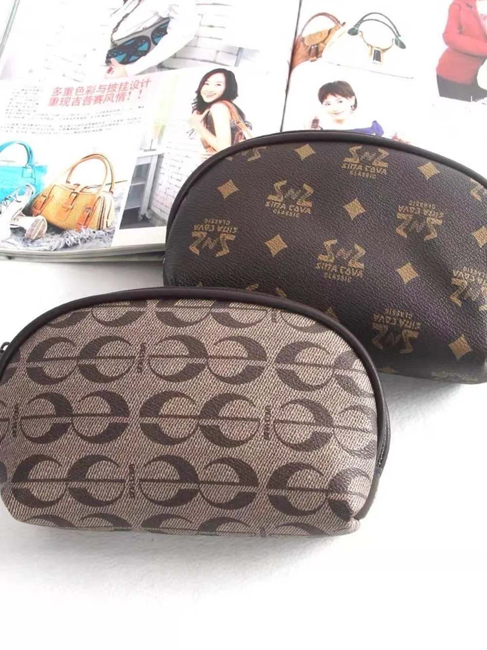 Classic Brown Monogram Backpack with Matching Cosmetic Pouch